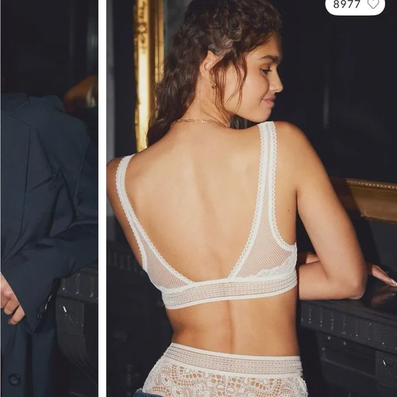 Free People White Lace Moonlit Meadow Bralette
